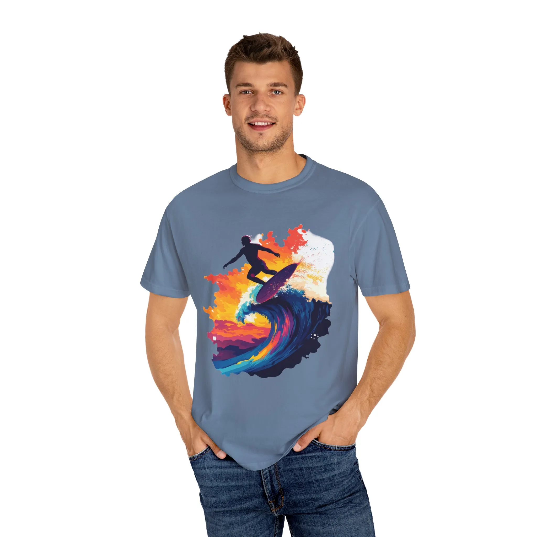 Surfing Sunset Unisex Garment-Dyed T-Shirt - Image 23