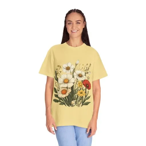 Floral Garden Unisex T-Shirt - Vintage Style Flower Design - Image 15