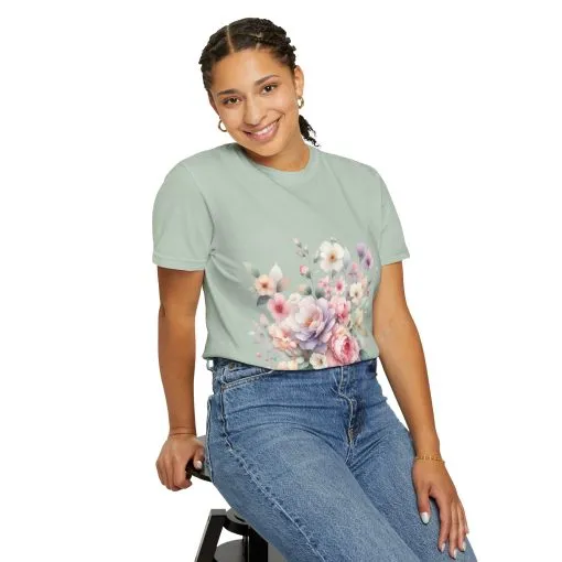Floral Bliss Unisex Garment-Dyed T-Shirt – Perfect for Spring Celebrations and Everyday Wear - Image 32