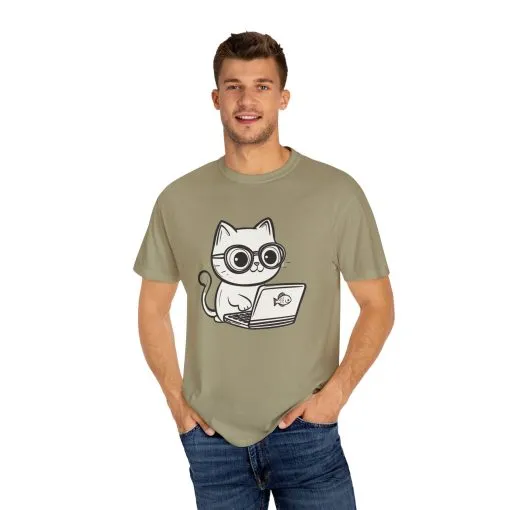 Cute Cat Gamer Unisex Garment-Dyed T-Shirt - Image 7