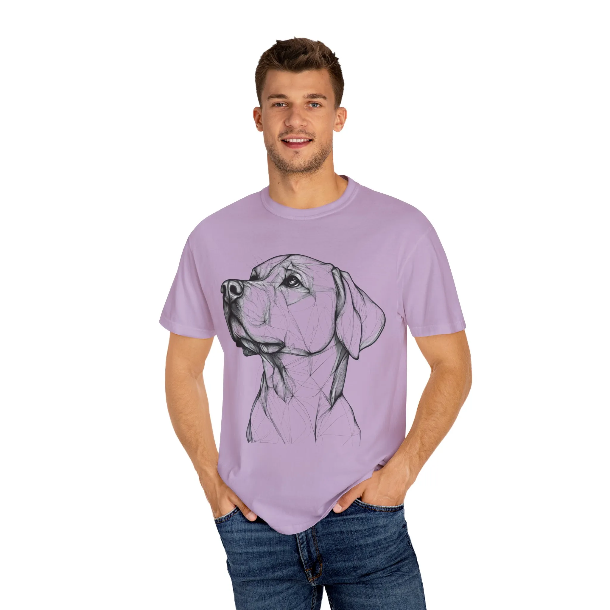 Stylish Dog Portrait Unisex Garment-Dyed T-Shirt - Image 19