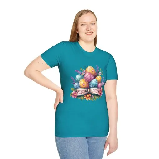 Easter Floral Eggs Unisex Softstyle T-Shirt - Image 27