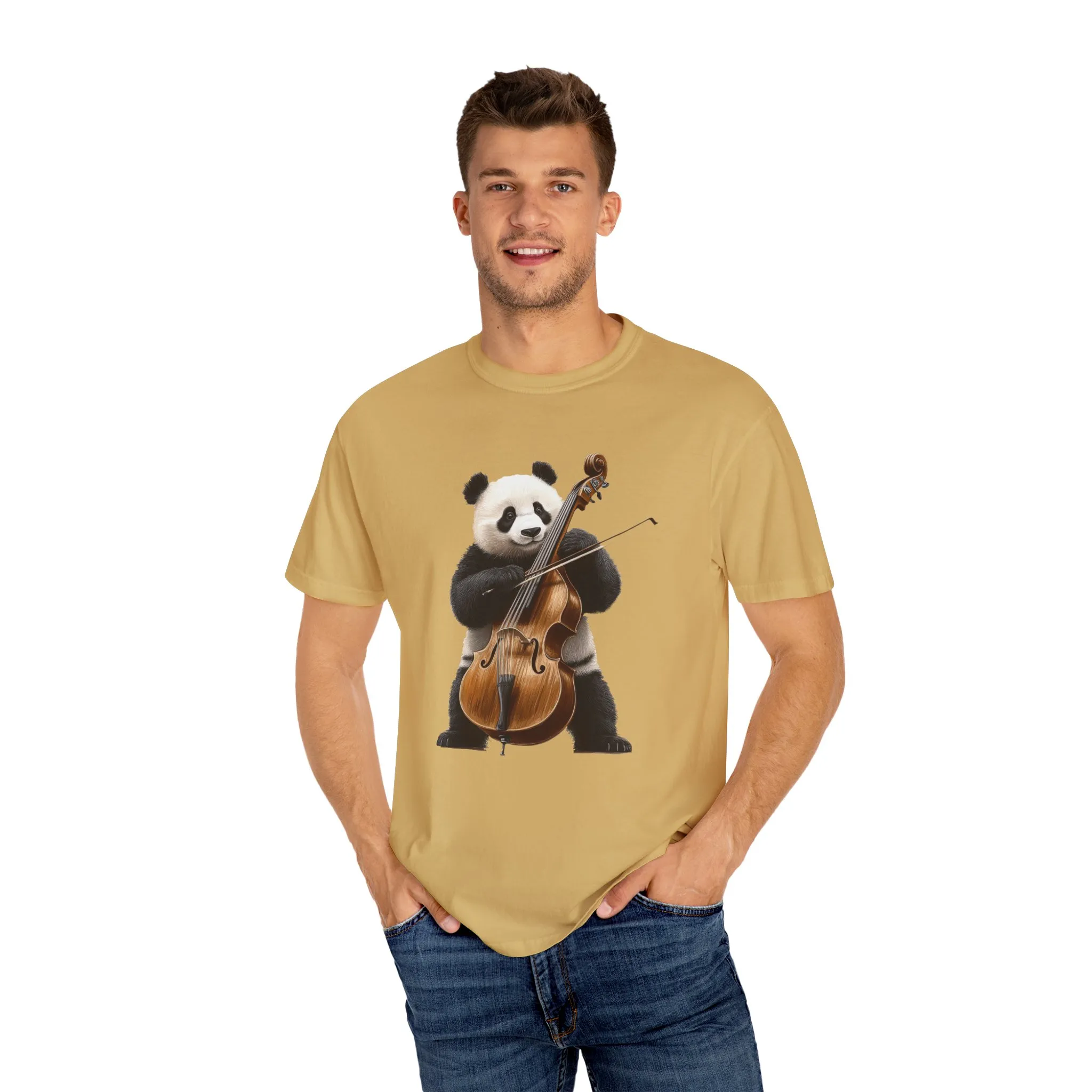 Cute Panda Playing Cello Unisex T-Shirt - Funny Animal Graphic Tee - Image 3