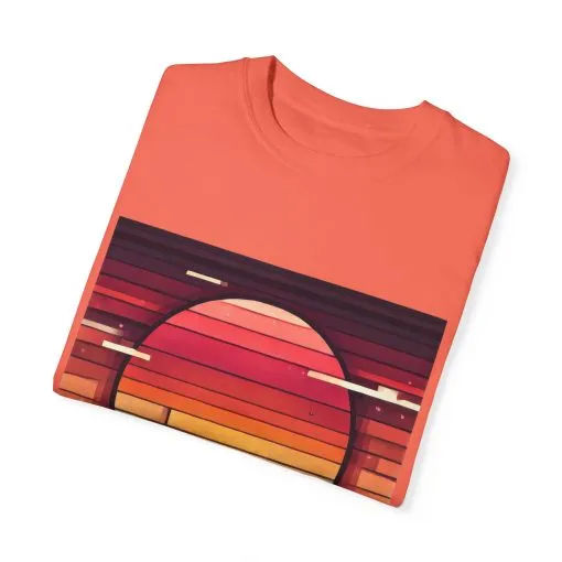 Retro Sunset Piano Unisex Garment-Dyed T-Shirt - Image 14