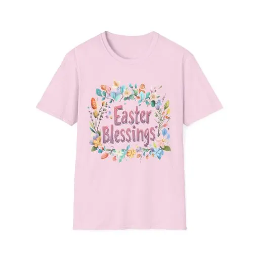 Easter Blessings Unisex Softstyle T-Shirt – Spring Floral Design - Image 41