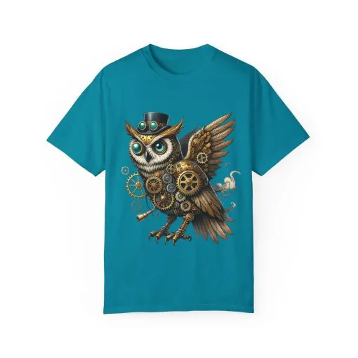 Steampunk Owl Unisex Garment-Dyed T-Shirt - Image 21