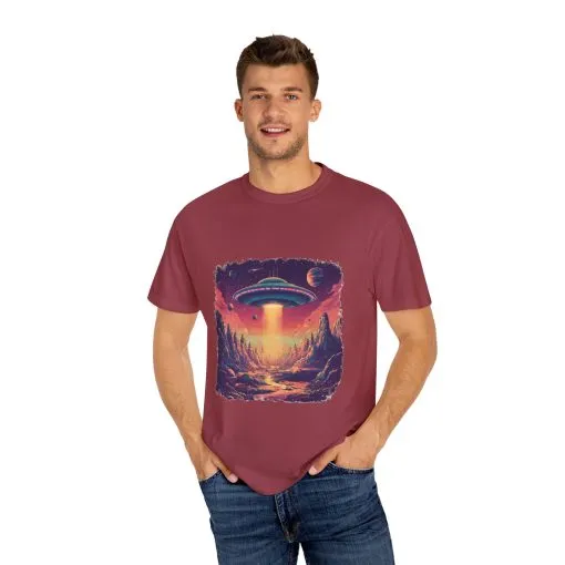 Galactic Adventure Unisex T-Shirt - UFO and Cosmic Landscape Design - Image 35