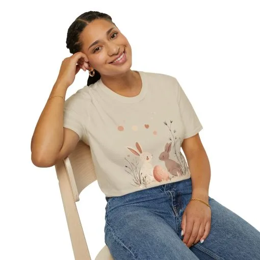 Spring Bunny Love Unisex Softstyle T-Shirt - Cute Floral Design for Easter Celebrations - Image 4