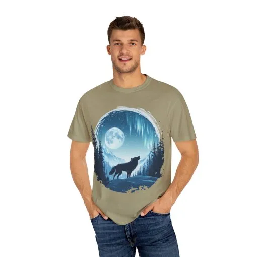 Mystical Wolf Moon T-shirt - Unisex Garment-Dyed Tee for Nature Lovers - Image 7