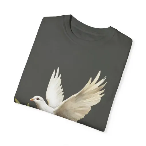 Serene Dove Unisex Garment-Dyed T-Shirt - Peaceful Nature Design - Image 14