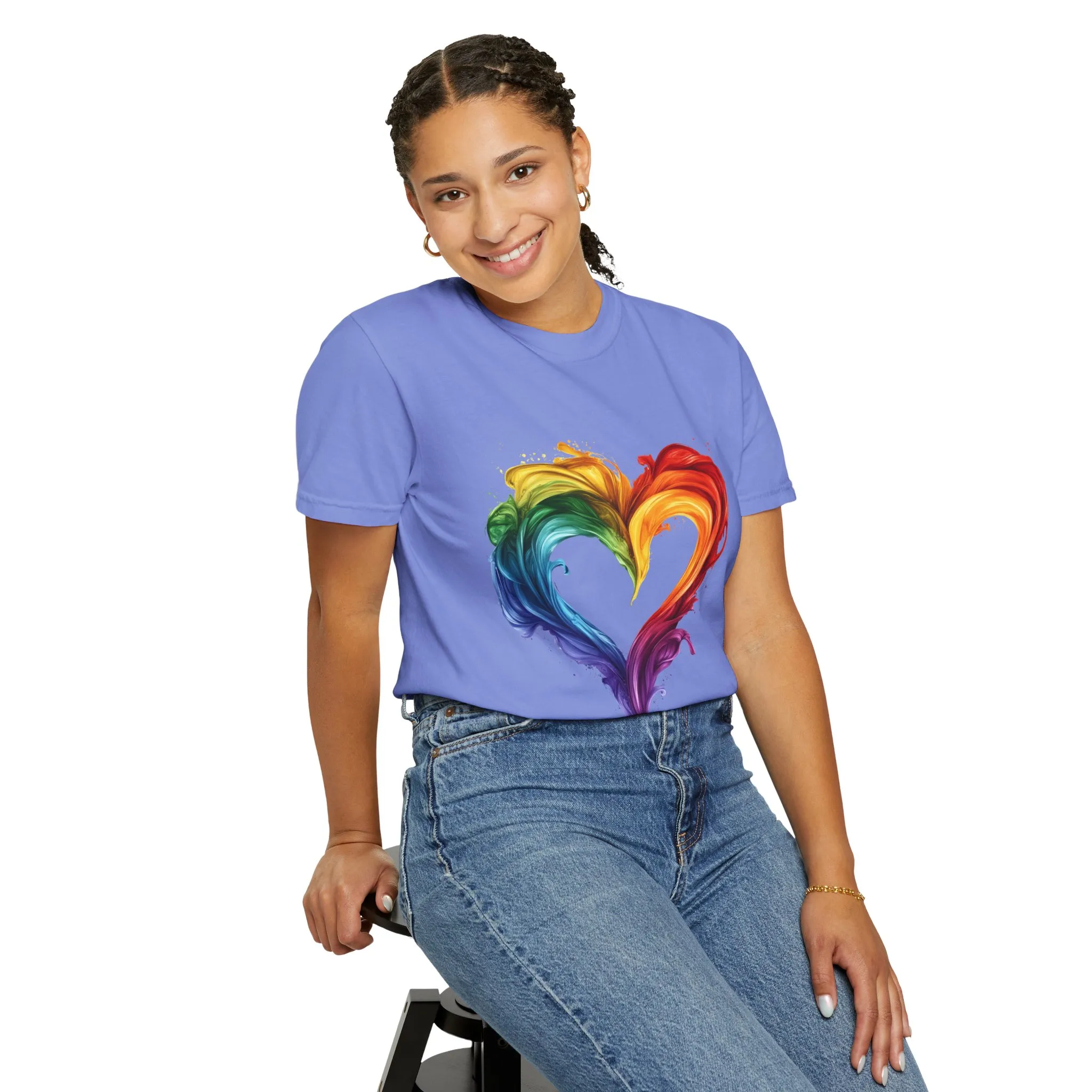 Pride Heart Unisex Garment-Dyed T-shirt - Colorful Rainbow Design for LGBTQ+ Celebration - Image 28