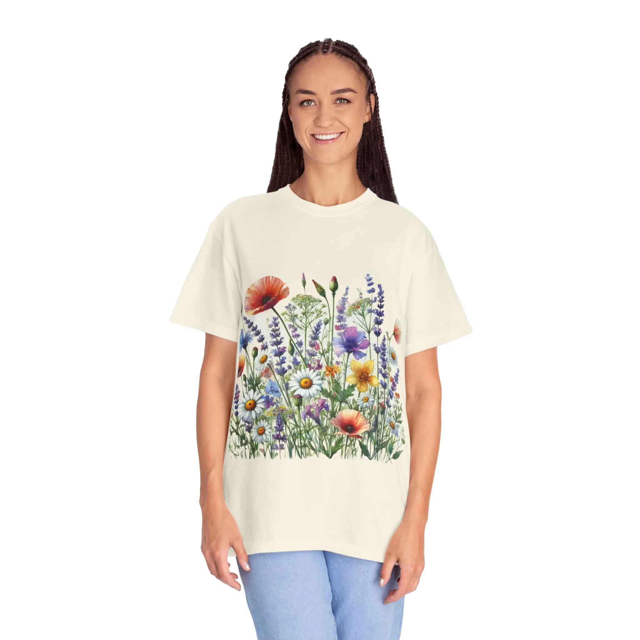 Flower Garden Unisex Garment-Dyed T-Shirt - Nature Inspired Casual Wear - Image 8