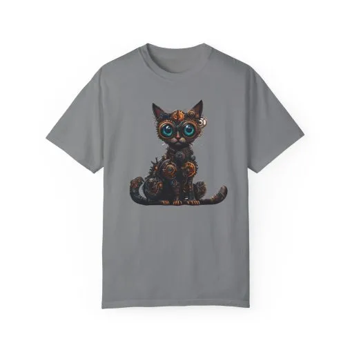 Steampunk Cat Unisex Garment-Dyed T-Shirt - Image 21