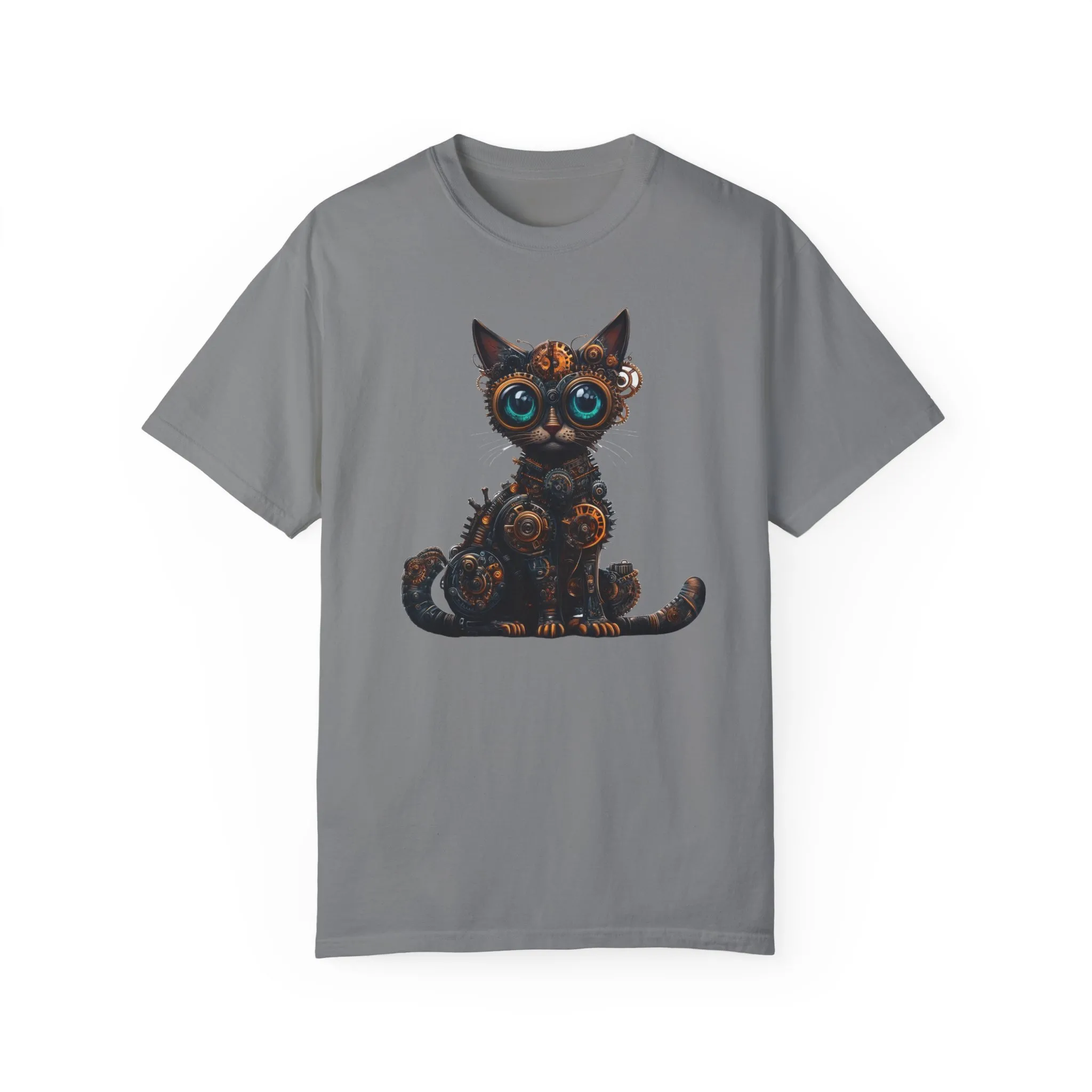 Steampunk Cat Unisex Garment-Dyed T-Shirt - Image 21