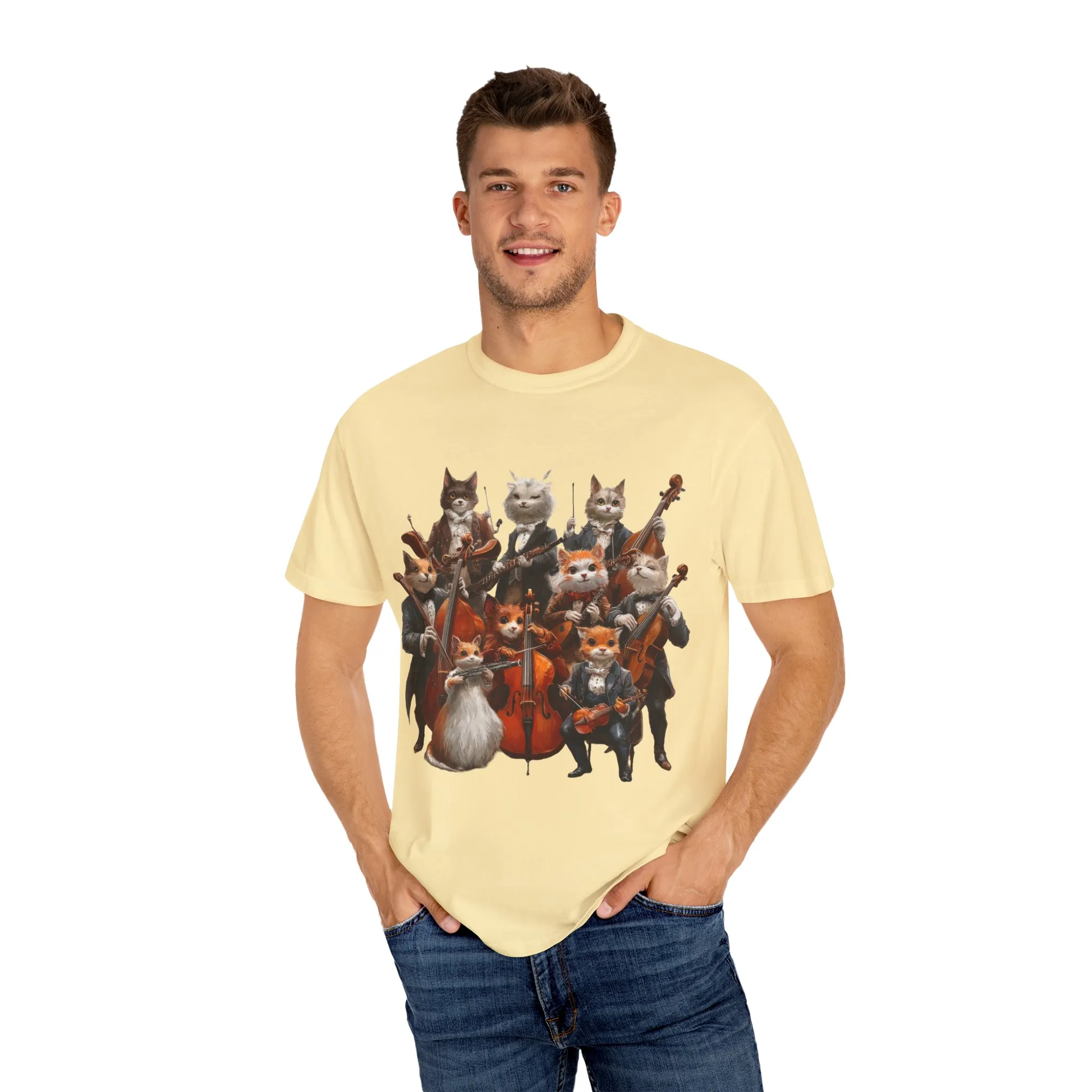 Whimsical Cat Orchestra Unisex T-Shirt - Perfect Gift for Animal Lovers - Image 3
