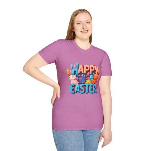 Happy Easter Unisex Softstyle T-Shirt - Fun Spring Bunny Design - Image 59