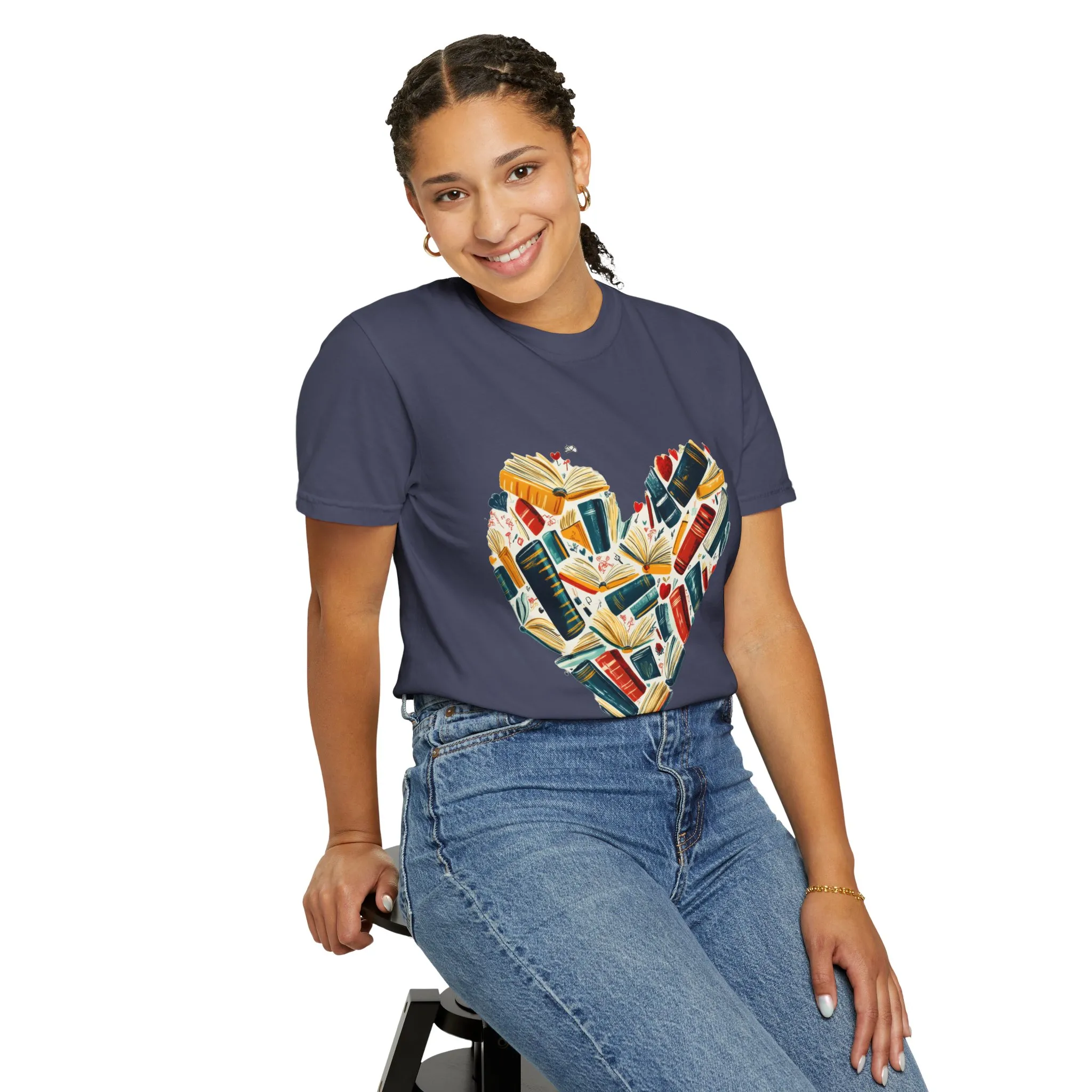 Book Lover's Heart Unisex Garment-Dyed T-Shirt - Image 28