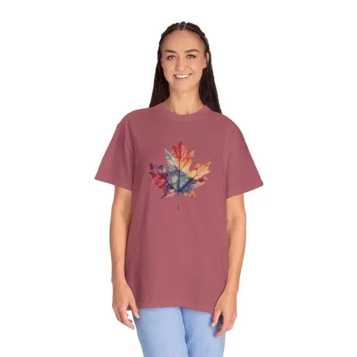 Autumn Maple Leaf Unisex Garment-Dyed T-Shirt - Image 36