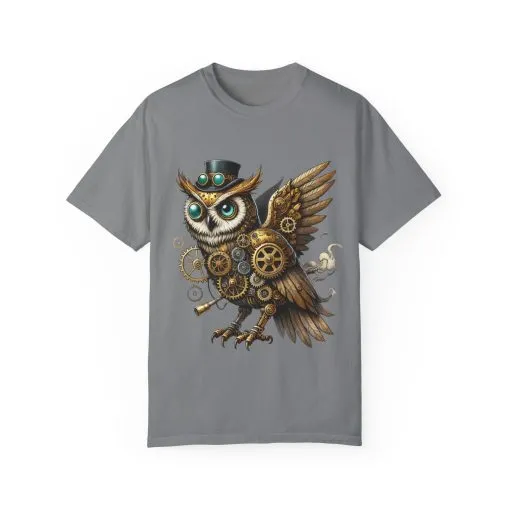 Steampunk Owl Unisex Garment-Dyed T-Shirt - Image 17