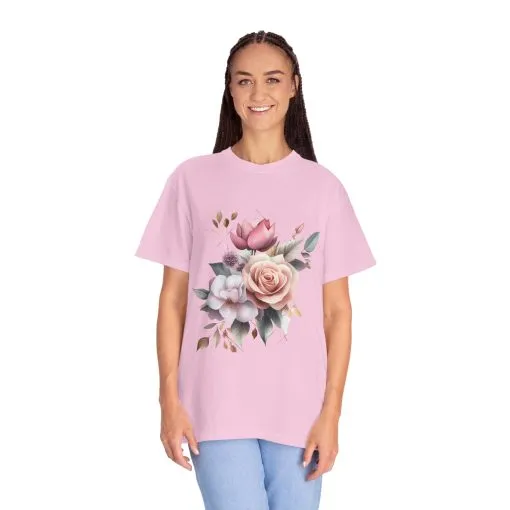 Floral Bouquet Unisex Garment-Dyed T-Shirt - Perfect for Spring Celebrations - Image 23