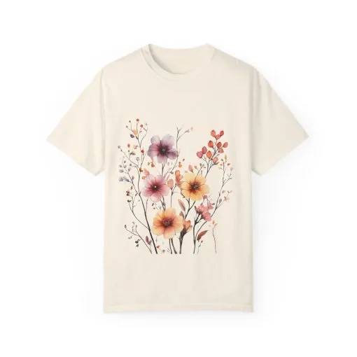 Floral Garden Unisex Garment-Dyed T-Shirt - Perfect for Spring and Casual Wear - Image 9