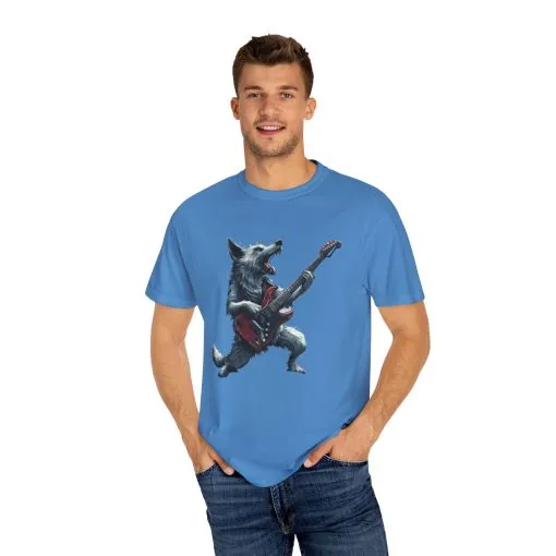 Rocking Wolf Unisex Garment-Dyed T-Shirt - Music Lover's Tee - Image 23