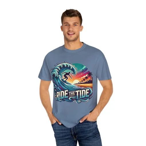 Ride the Tide Unisex Garment-Dyed T-shirt - Surfing Inspired Graphic Tee - Image 19