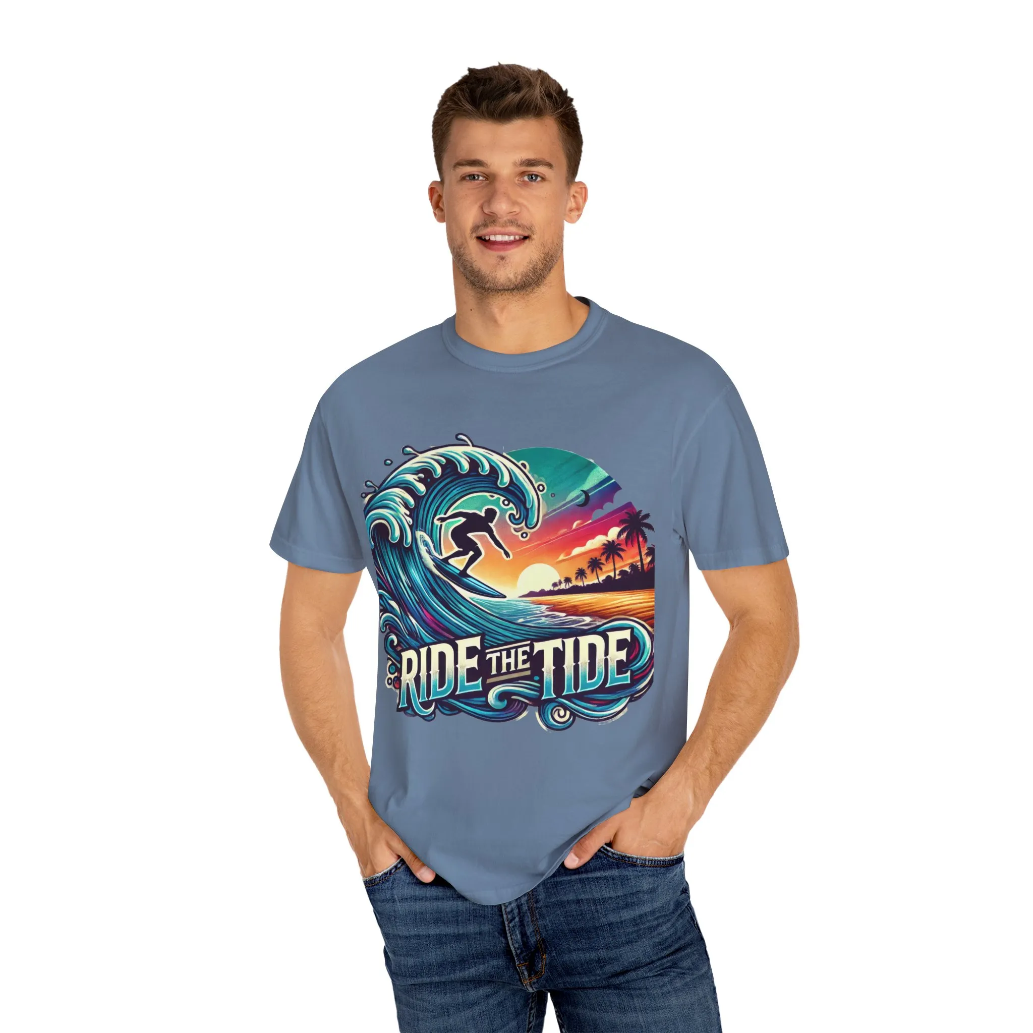 Ride the Tide Unisex Garment-Dyed T-shirt - Surfing Inspired Graphic Tee - Image 19