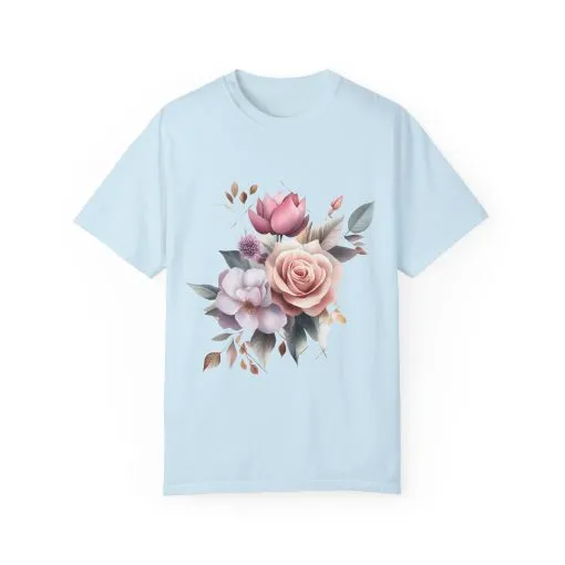 Floral Bouquet Unisex Garment-Dyed T-Shirt - Perfect for Spring Celebrations - Image 9