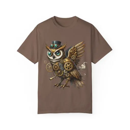 Steampunk Owl Unisex Garment-Dyed T-Shirt - Image 13