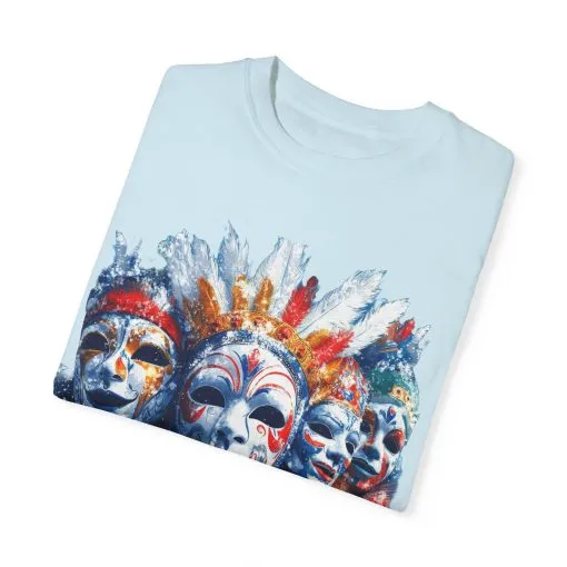 Vibrant Carnival Masks T-Shirt - Unisex Garment-Dyed Tee for Festive Celebrations - Image 10