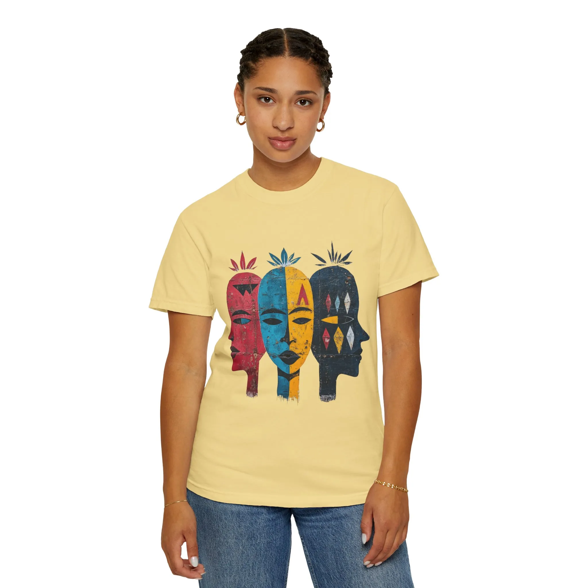 Vibrant Faces Unisex Garment-Dyed T-Shirt - Artistic Expression for Everyday Wear - Image 15