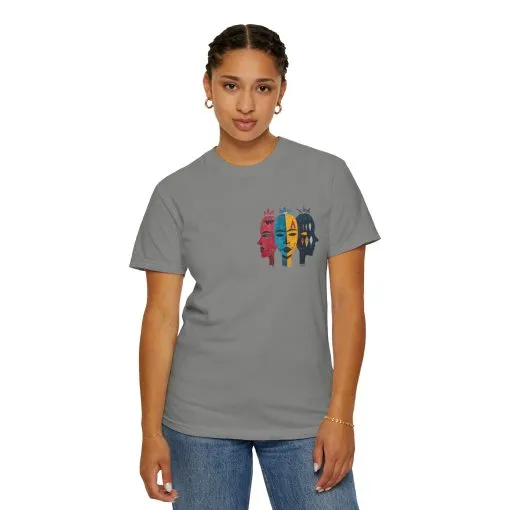 Vibrant Unisex Garment-Dyed T-Shirt with African Masks Design - Image 31
