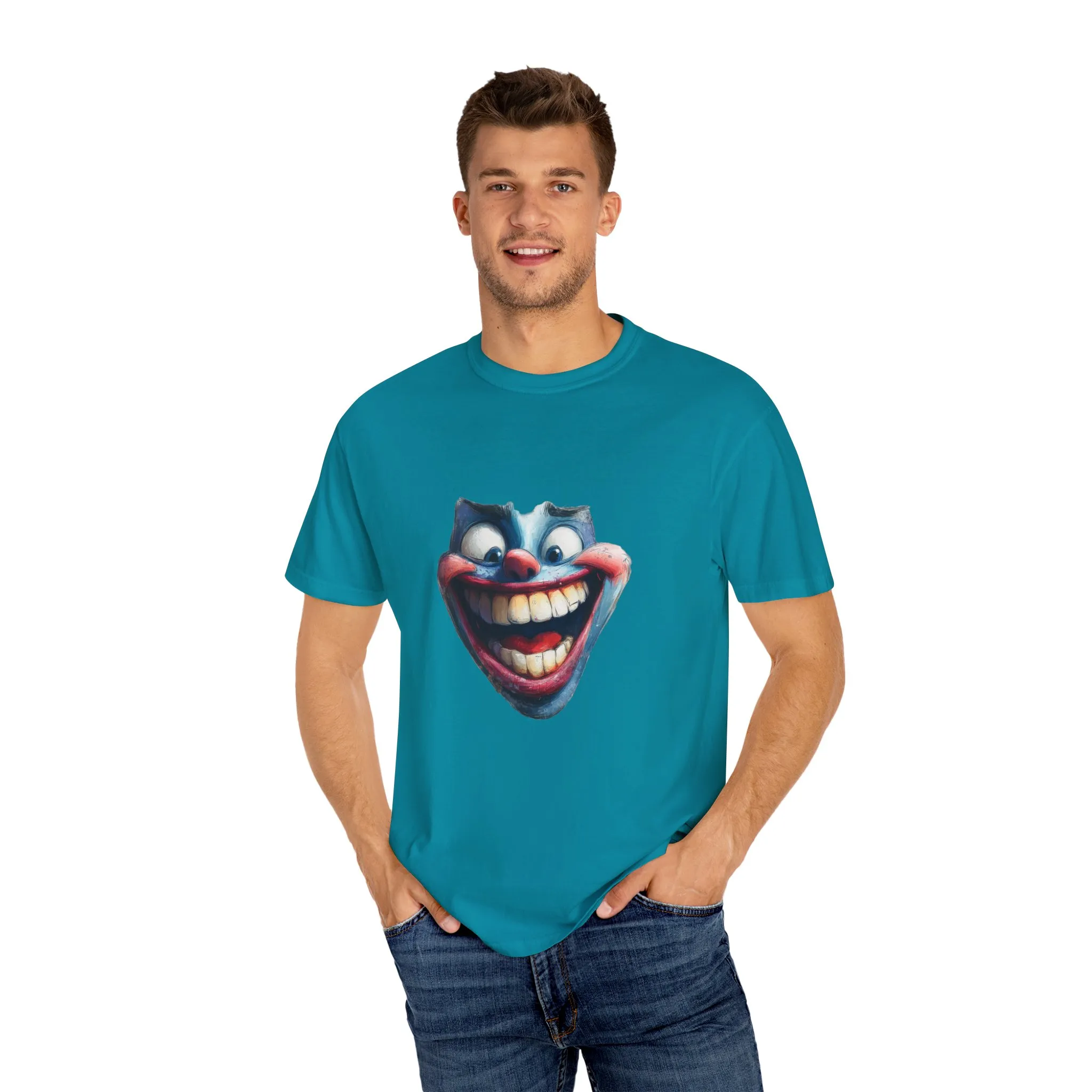 Unisex Garment-Dyed T-shirt with Vintage Clown Print - Perfect for Halloween & Graphic Tee Lovers - Image 11