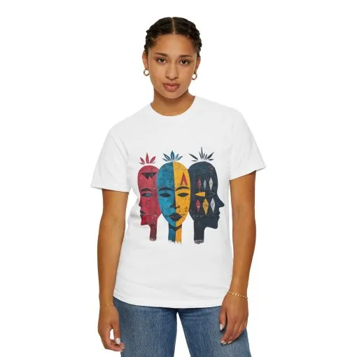 Vibrant Faces Unisex Garment-Dyed T-Shirt - Artistic Expression for Everyday Wear