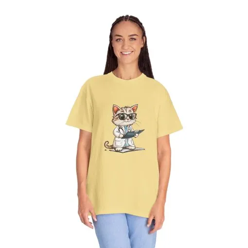 Funny Cat Doctor Unisex Garment-Dyed T-Shirt - Image 35