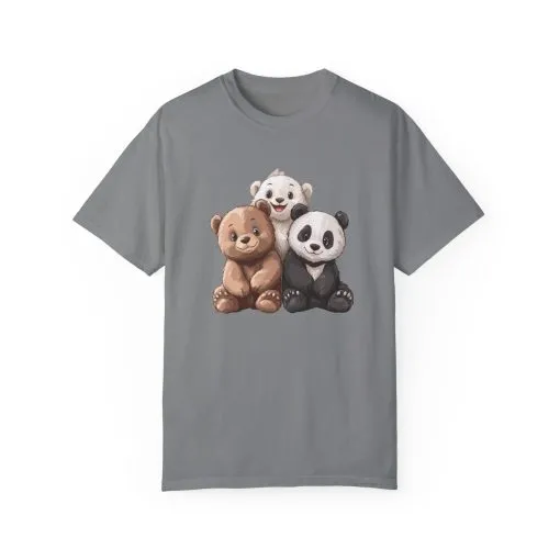 Adorable Bear and Panda Friends Unisex Garment-Dyed T-Shirt - Image 33