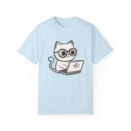 Cute Cat Gamer Unisex Garment-Dyed T-Shirt - Image 17