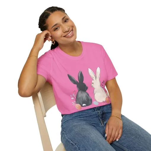 Cute Bunny Love Unisex Softstyle T-Shirt for Easter Celebrations - Image 70