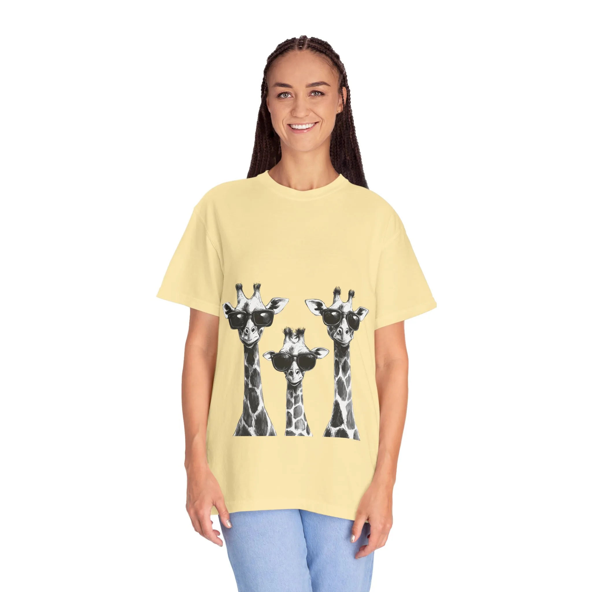 Cool Giraffe Sunglasses Unisex Garment-Dyed T-shirt - Image 12