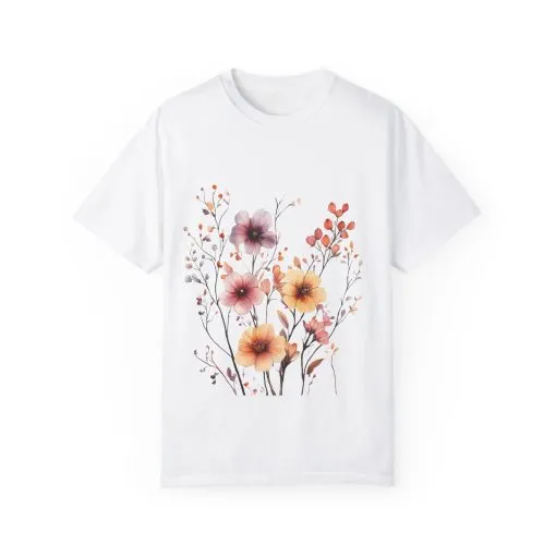 Floral Garden Unisex Garment-Dyed T-Shirt - Perfect for Spring and Casual Wear - Image 2