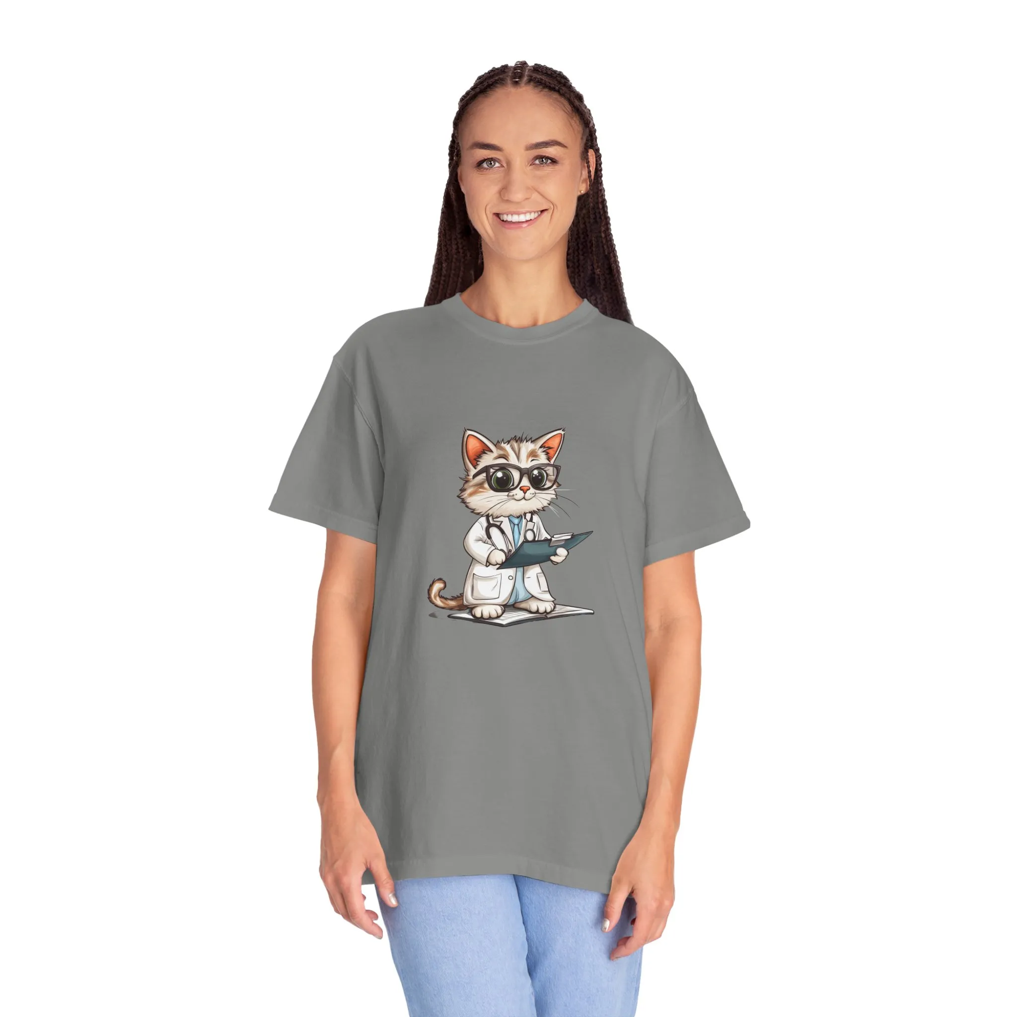 Funny Cat Doctor Unisex Garment-Dyed T-Shirt - Image 51