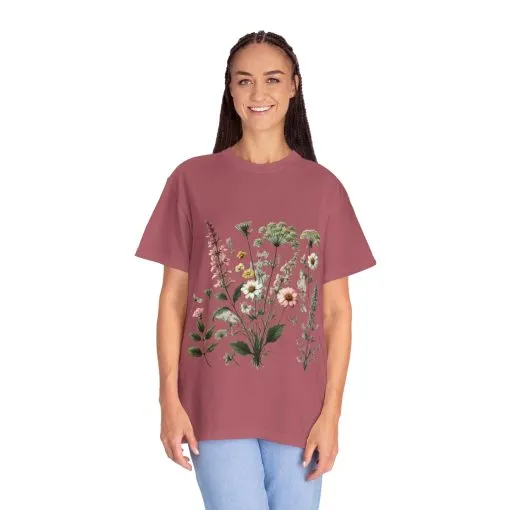 Botanical Print Unisex Garment-Dyed T-Shirt | Eco-Friendly Floral Tee for Nature Lovers - Image 39