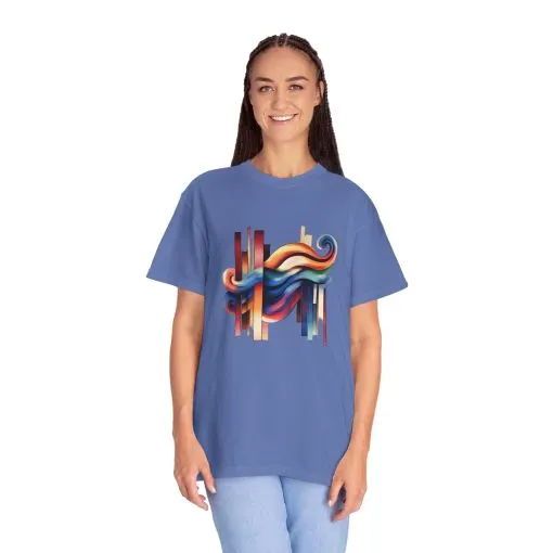 Colorful Abstract Art Unisex Garment-Dyed T-Shirt | Trendy Graphic Tee for Art Lovers - Image 12