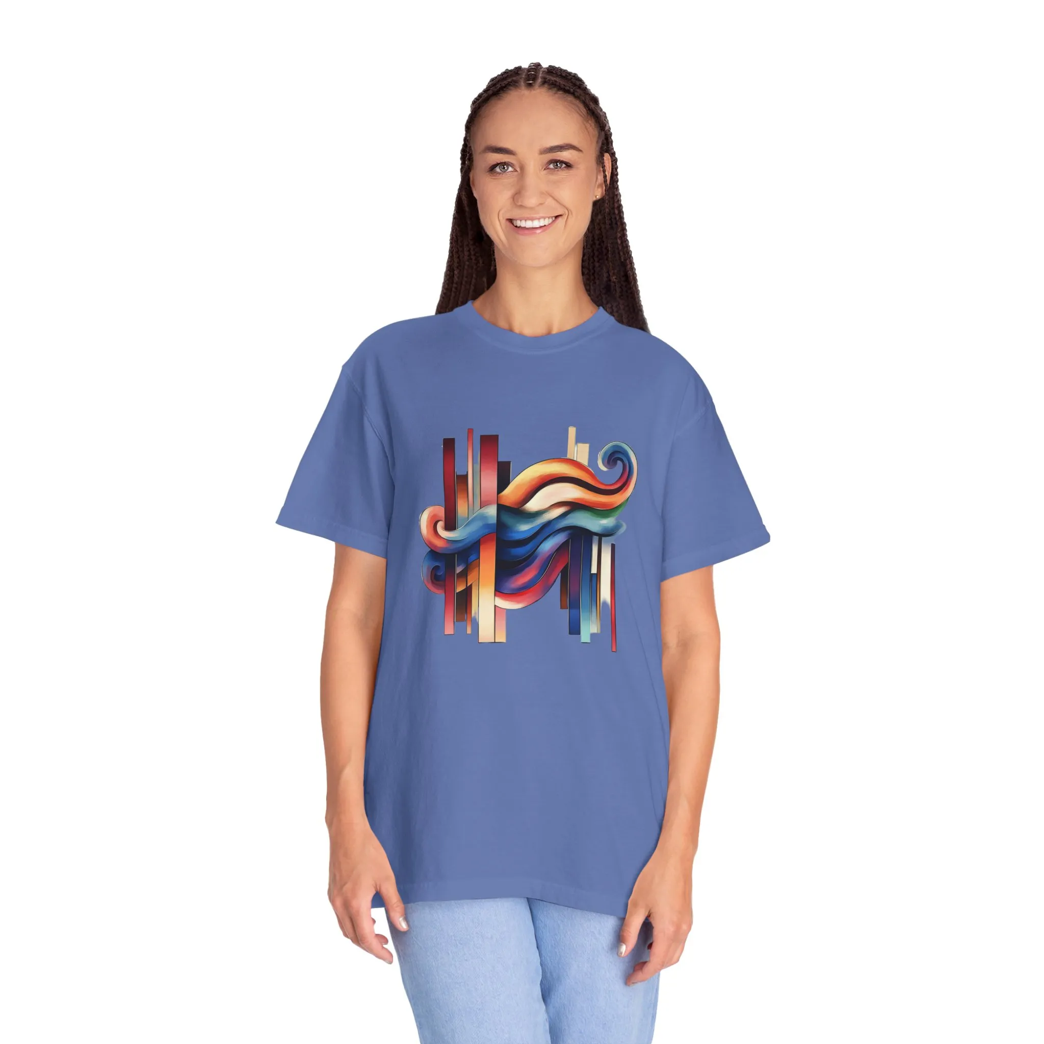 Colorful Abstract Art Unisex Garment-Dyed T-Shirt | Trendy Graphic Tee for Art Lovers - Image 12