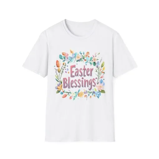 Easter Blessings Unisex Softstyle T-Shirt – Spring Floral Design