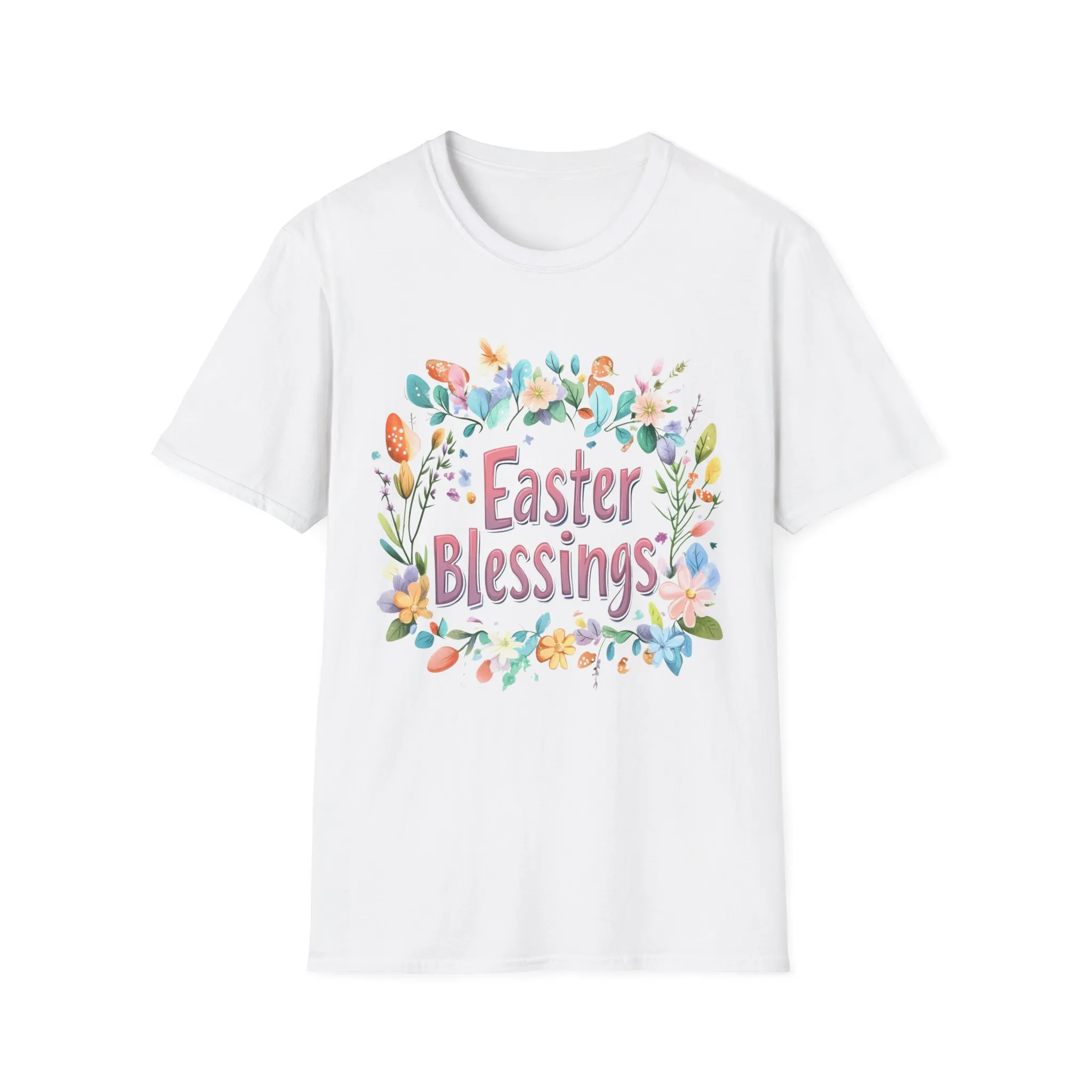 Easter Blessings Unisex Softstyle T-Shirt – Spring Floral Design