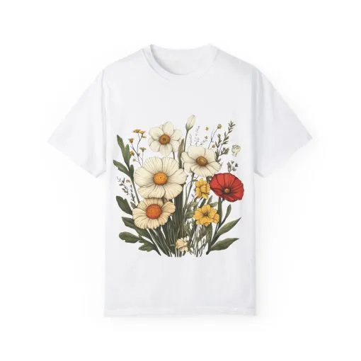 Floral Garden Unisex T-Shirt - Vintage Style Flower Design - Image 5