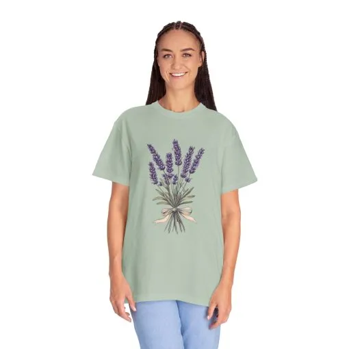 Lavender Bouquet Unisex Garment-Dyed T-Shirt - Nature-Inspired Tee for Relaxation and Everyday Comfort - Image 19