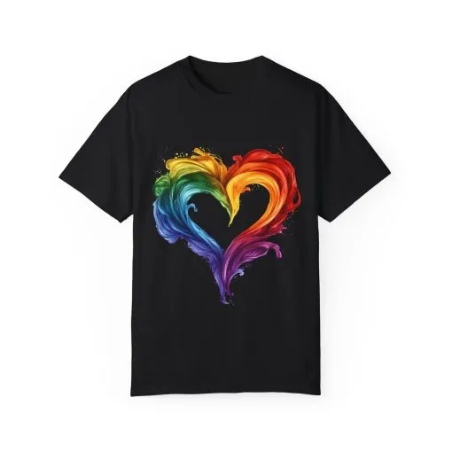 Pride Heart Unisex Garment-Dyed T-shirt - Colorful Rainbow Design for LGBTQ+ Celebration - Image 29